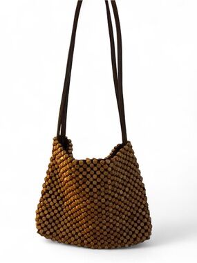 The Sak Brown Beaded Drawstring Shoulder Bag